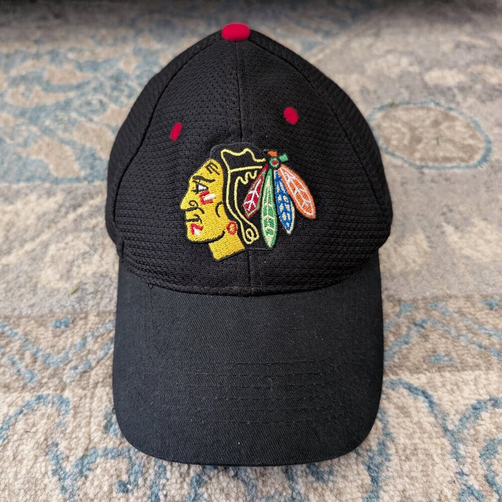 CHICAGO BLACKHAWKS Baseball Hat Black Kick 10 Pro Gear Comcast Logo Snapback